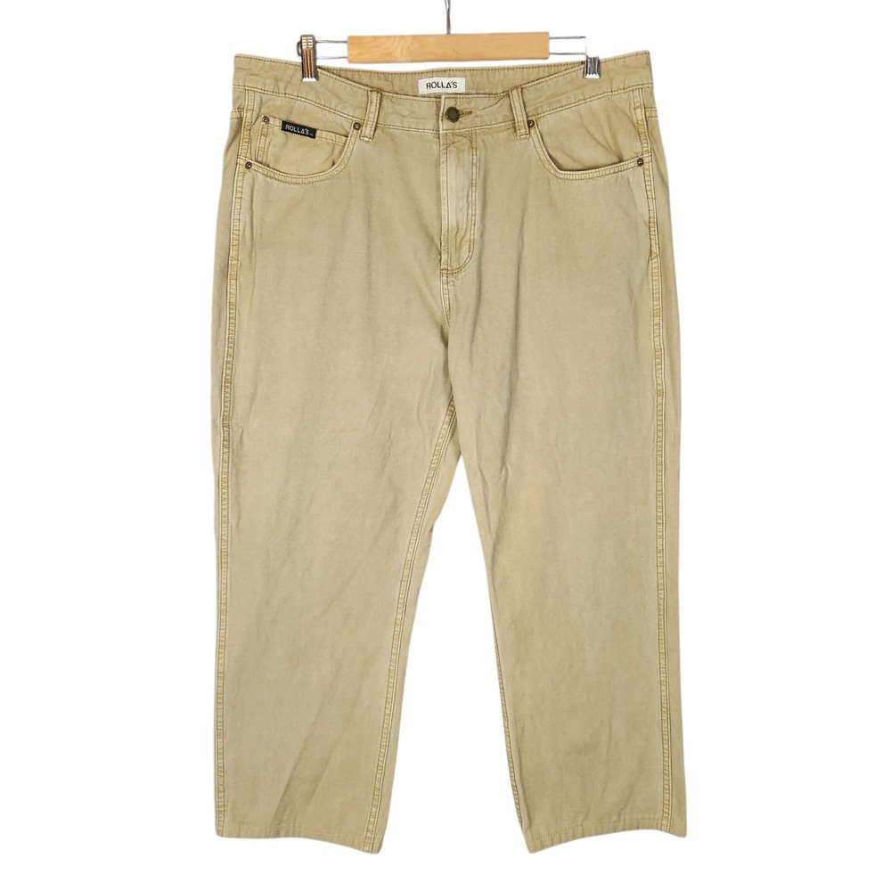 Rolla's EZY Loose Straight Jeans Men's 36x32 Tan Khaki Baggy